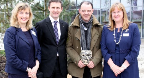 Gwenn, the Minister for Public Health, Michael Matheson MSP, Chelsie, Councillor Catherine Johnstone