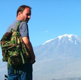 Derick Mackenzie with Mount Ararat in the background (Credit: Plainview Films)