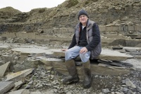 Gavin Lockhart quarrying stone for John O'Groats path project.
